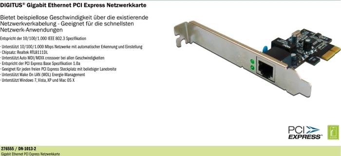 Digitus LAN-Adapter, RJ-45, PCIe x1