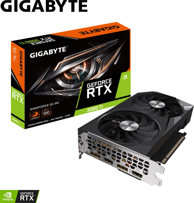 GIGABYTE GeForce RTX 3060 Ti Windforce OC 8G (LHR), 8GB GDDR6, 2x HDMI, 2x DP