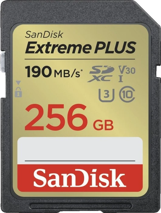 SanDisk Extreme PLUS R190/W130 256GB, UHS-I U3, Class 10