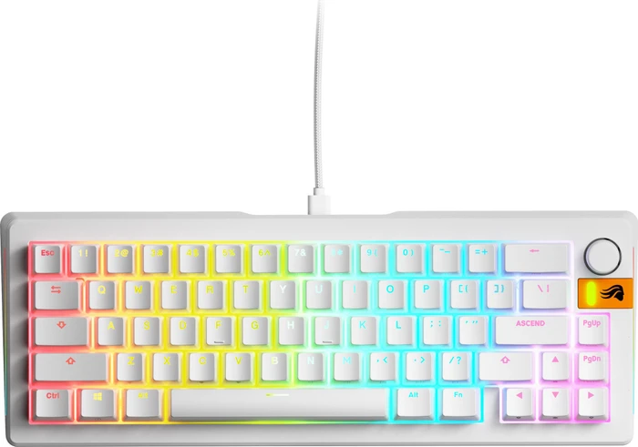 Glorious GMMK 3 HE 65% Pre-built Gaming Keyboard, weiß, LEDs RGB, Glorious Fox HE, USB, US