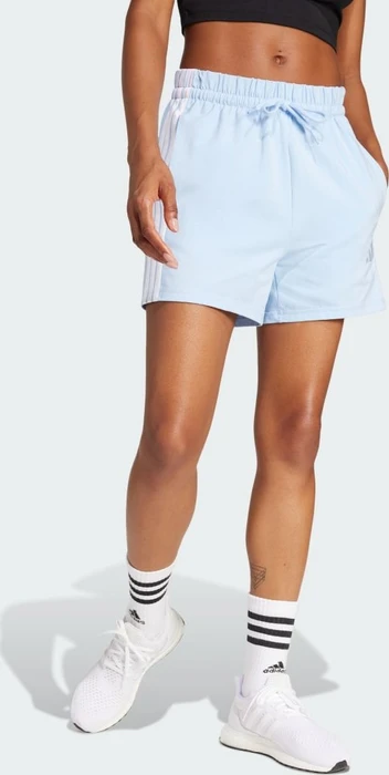 adidas Essentials 3-Streifen Cotton Trainingshose kurz glow blue/white (Damen)