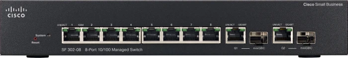 Cisco SF300 Desktop Managed Switch, 8x RJ-45, 2x RJ-45/SFP