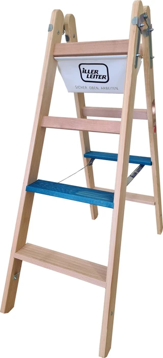 Iller Leiter Ergo Plus Professional Holz-Sprosse 2-tlg. Stehleiter, 2x 4 Stufen