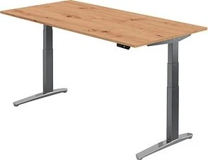 Hammerbacher Ergonomic Aktiv XBHM12 elektrisch höhenverstellbarer Sitz-Steh-Schreibtisch 200x100cm Asteiche/graphit
