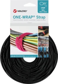 Velcro One-Wrap Strap Klett-Kabelbinder, 20mm, 200mm, schwarz, 100 Stück