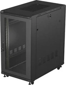 Lanberg 19" Rackschrank 22HE, freistehend, Flat Pack, Gitternetztür, IP20, RAL 9004, 1000mm tief