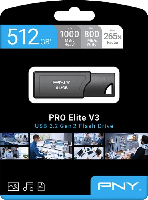 PNY Pro Elite V3 512GB, USB-A, USB 3.2 Gen 2×1