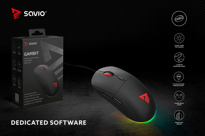 Savio Gambit RGB Gaming Mouse schwarz, USB