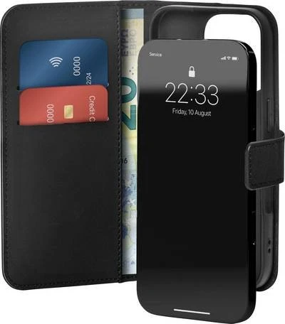 Puro Wallet Stand Case für Apple iPhone 16 Pro Max schwarz