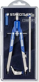 Staedtler Mars comfort 552 Schnellverstellzirkel Universaladapter, Verlängerung, silber/blau, Klappdeckeletui