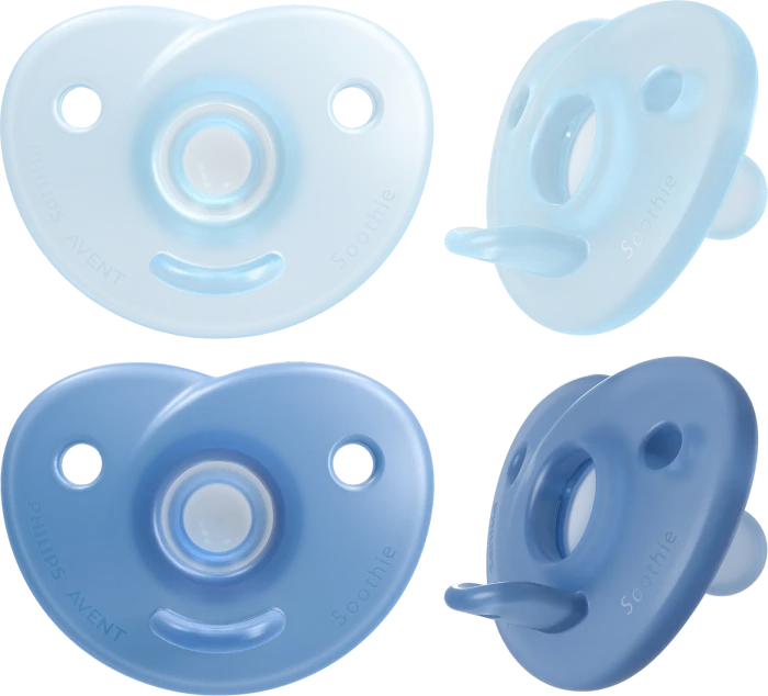 Philips Avent SCF099/20 Soothie Shapes Beruhigungsschnuller, 0-6M, Silikon, blau/rosa, 4 Stück