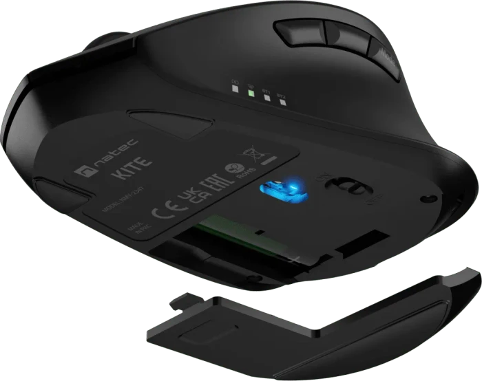 Natec Kite Silent Wireless Mouse schwarz, USB/Bluetooth