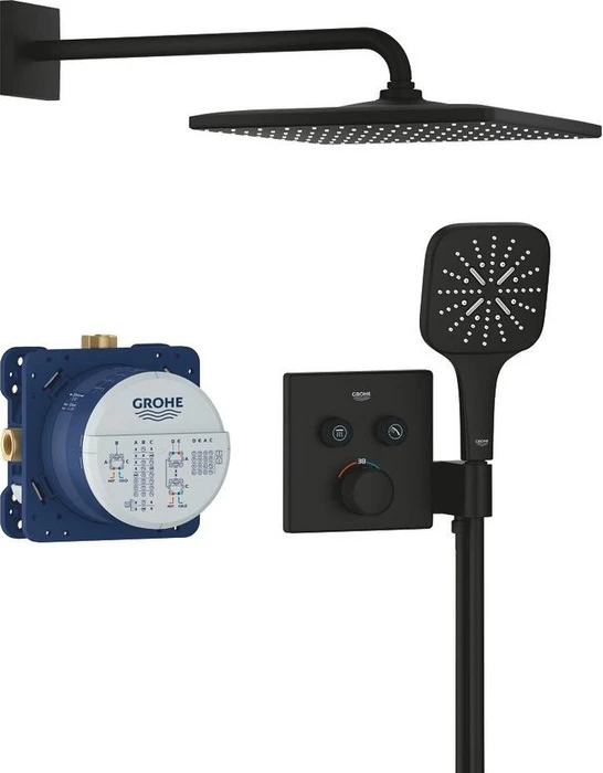 Grohe Grohtherm SmartControl Duschsystem Unterputz mit Rainshower Mono 310 Cube schwarz phantom black