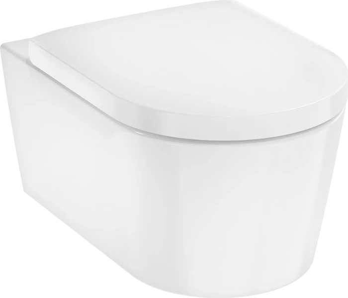 Hansgrohe EluPura S Wand-WC-Set 540 AquaFall Flush, HygieneEffect mit WC-Sitz mit SoftClose und QuickRelease, weiß