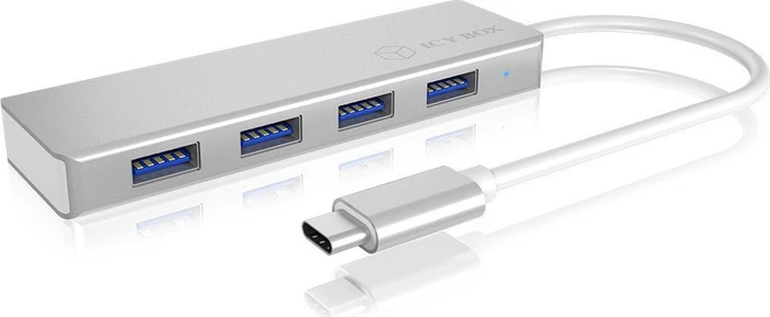 RaidSonic Icy Box IB-HUB1425-C3 silber USB-Hub, 4x USB-A 3.0, USB-C 3.0 [Stecker]