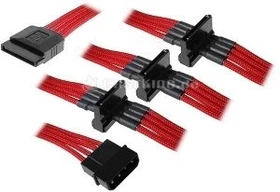 BitFenix Alchemy SATA-Stromadapter 4-Pin [IDE] auf 4x 15-Pin [SATA] 20cm, sleeved rot