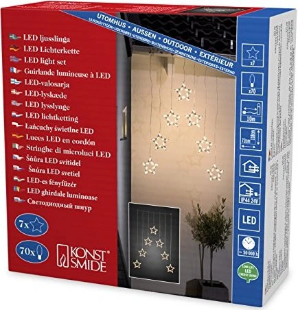 Konstsmide Lichtervorhang Sterne LED 70x warmweiß