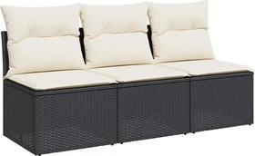 vidaXL Gartensofa/Gartenbox mit Kissen 165cm 3-Sitzer schwarz/cremeweiß