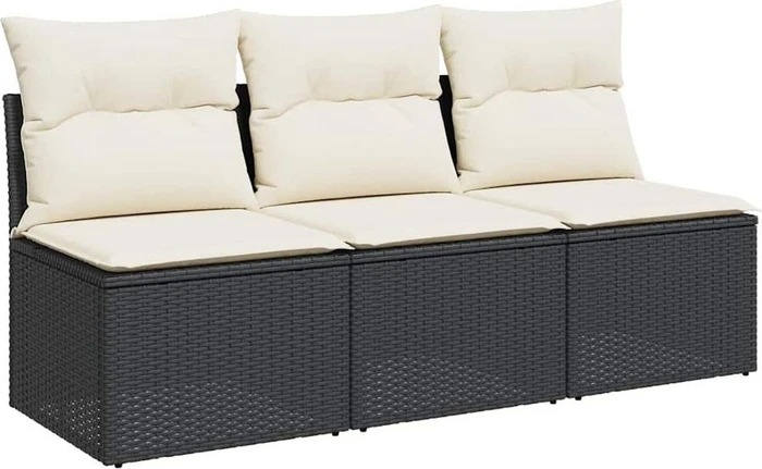 vidaXL Gartensofa/Gartenbox mit Kissen 165cm 3-Sitzer schwarz/cremeweiß