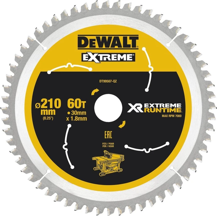 DeWalt DT99567 Extreme Runtime Kreissägeblatt 60Z, 210x1.24x30mm, 1 Stück