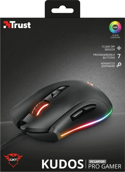 Trust Gaming GXT 900 Kudos RGB Gaming Mouse, schwarz, USB