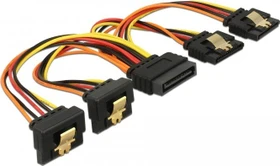 DeLOCK 15-Pin SATA Strom Stecker auf 4x 15-Pin SATA Strom Buchse, Adapterkabel, 2x gewinkelt, 15cm (60150)