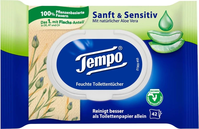 Tempo Sanft & Sensitiv feuchte Toilettentücher, 42 Stück