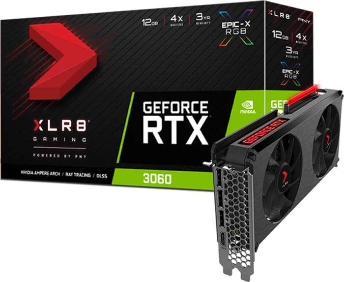 PNY GeForce RTX 3060 XLR8 Gaming Revel Epic-X RGB, 12GB GDDR6, HDMI, 3x DP