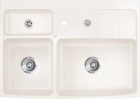 systemceram Centra 90 Becken rechts mit Ablauffernbedienung magnolie