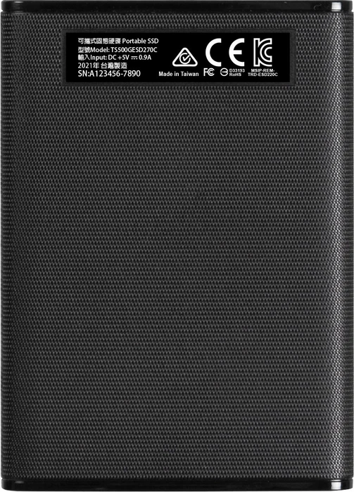 Transcend ESD270C Portable SSD, 500GB, USB-C 3.1