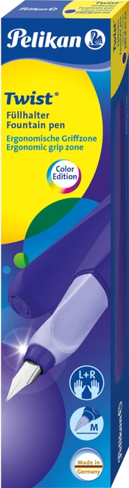 Pelikan Twist ultra violet, rechte Hand/linke Hand, mittel, Faltschachtel
