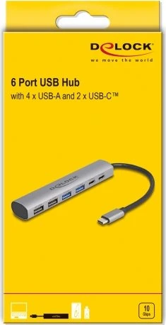 DeLOCK 6-Port USB-Hub, USB-C 3.1 [Stecker]