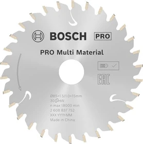 Bosch Professional Standard Multi Material Kreissägeblatt 30Z, 85x1.5x15mm, 1 Stück