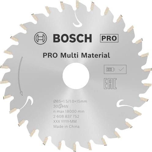 Bosch Professional Standard Multi Material Kreissägeblatt 30Z, 85x1.5x15mm, 1 Stück