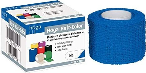 Höga Haft Color Elastische Fixierbinde blau, 4cm x 4m, 1 Stück