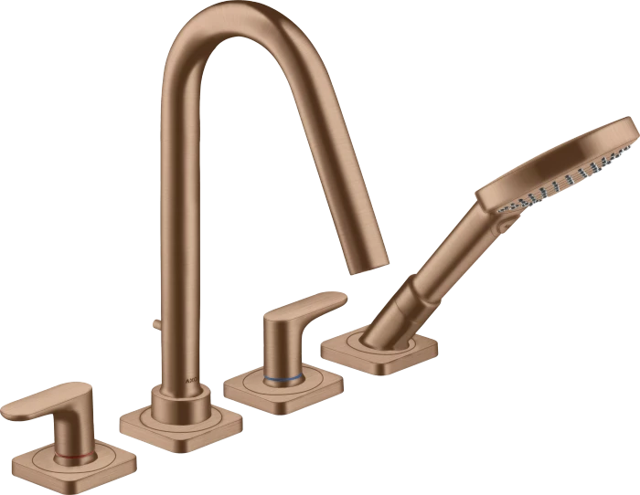 Hansgrohe Axor Citterio M 4-Loch Fliesenrandarmatur mit Hebelgriffen und Rosetten brushed red gold