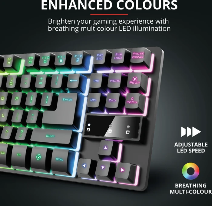 Trust Gaming GXT 833 Thado TKL, LEDs RGB, USB, ES