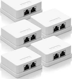 deleyCON Cat6a Anschlussdose Aufputz weiß, 2x RJ-45, 5er-Pack