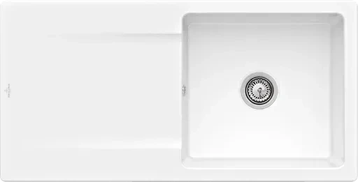 Villeroy & Boch Siluet Flat 980x490mm Einbau Becken reversibel mit Ablauffernbedienung snow white