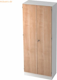 Hammerbacher Garderoben-Schrank 5OH V6200, Streifengriff, weiß/nussbaum, Schrankwand