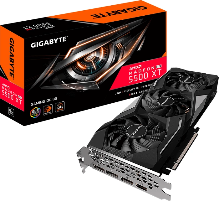 GIGABYTE Radeon RX 5500 XT Gaming OC 8G, 8GB GDDR6, HDMI, 3x DP