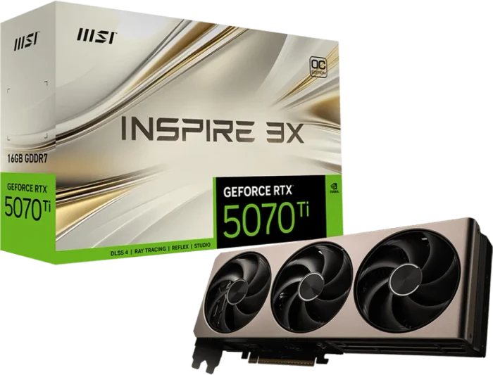 MSI GeForce RTX 5070 Ti 16G Inspire 3X OC, G507T-16I3C, 16GB GDDR7, HDMI, 3x DP