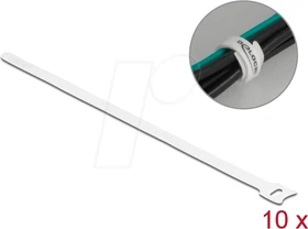 DeLOCK Klett-Kabelbinder, 12mm, 300mm, weiß, 10 Stück