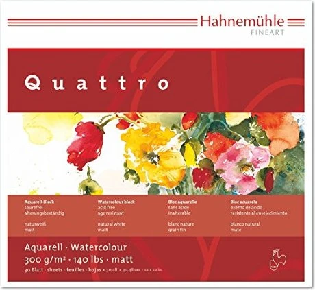 Hahnemühle Britannia Aquarell Quattro Zeichenpapier matt, 300x300mm, 30 Blatt