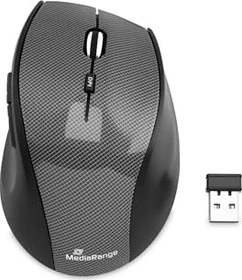 MediaRange Wireless Optical 5-Button Mouse, Karbon-Optik schwarz, USB (MROS207)