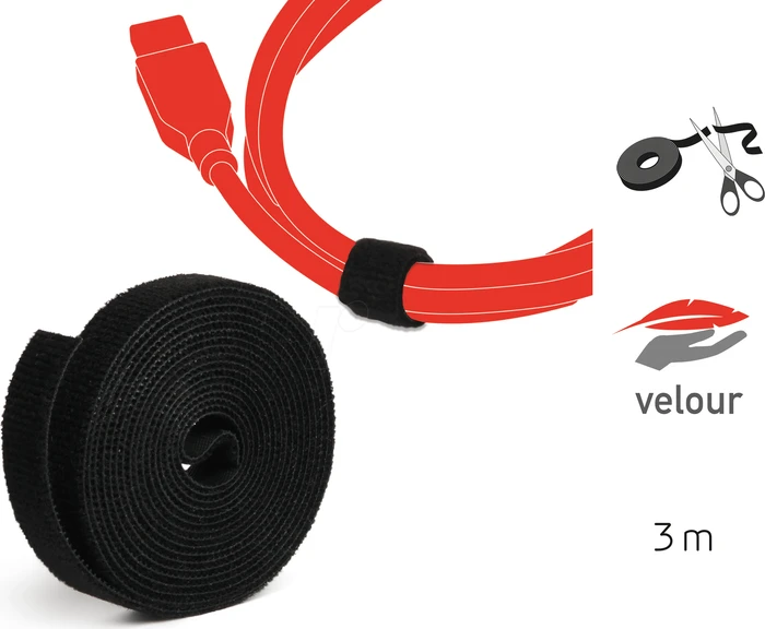 LABEL THE CABLE LTC PRO Roll Strap Kabelbinder, 25m, schwarz
