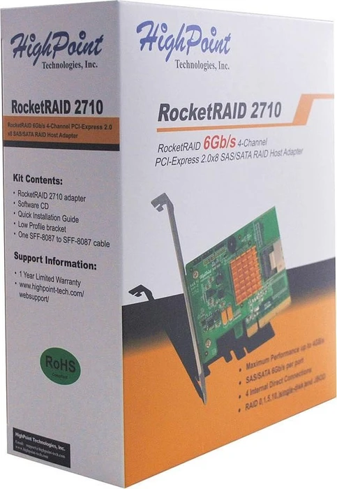 HighPoint RocketRAID 2710, PCIe 2.0 x8