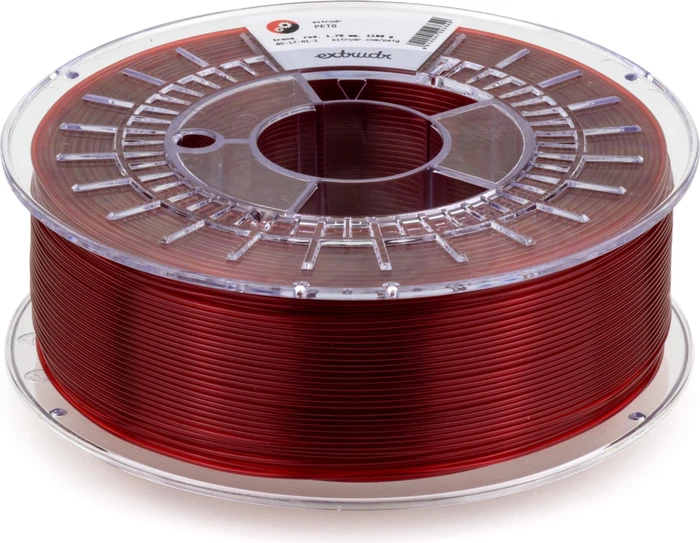 Extrudr PETG, transparent/rot, Spule, 1.75mm, 2.50kg
