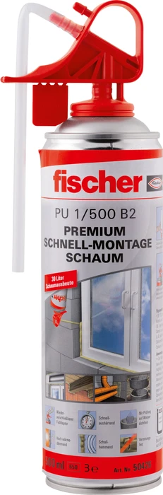 fischer PU Pro 500 B2 Schnellmontageschaum, 500ml