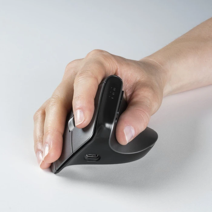 Hama EMW-700 Vertical Ergonomic Multi Device Mouse, grau/schwarz, USB/Bluetooth